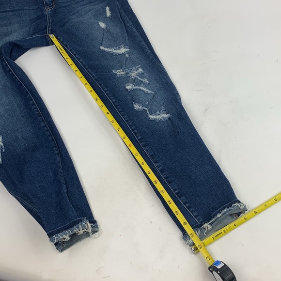 Vervet Flying Monkey distressed Dark wash Skinny Jeans Size 31 Raw hem Stretch - Picture 12 of 14